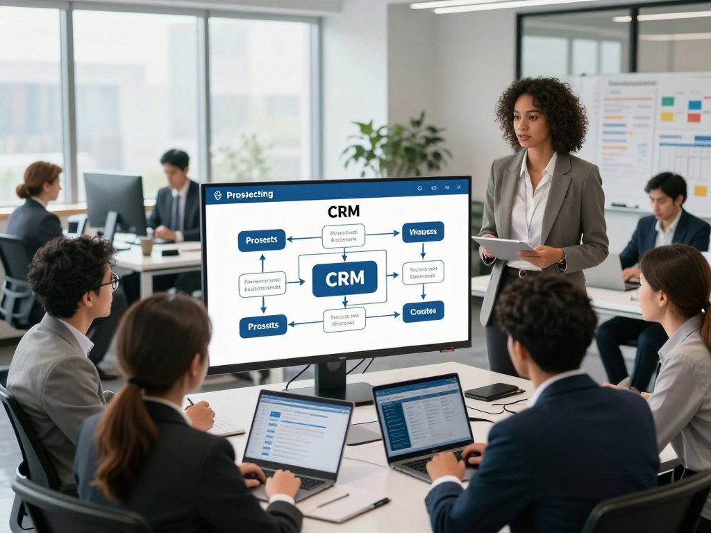CRM workflow showing how prospecting tools fit a sales team