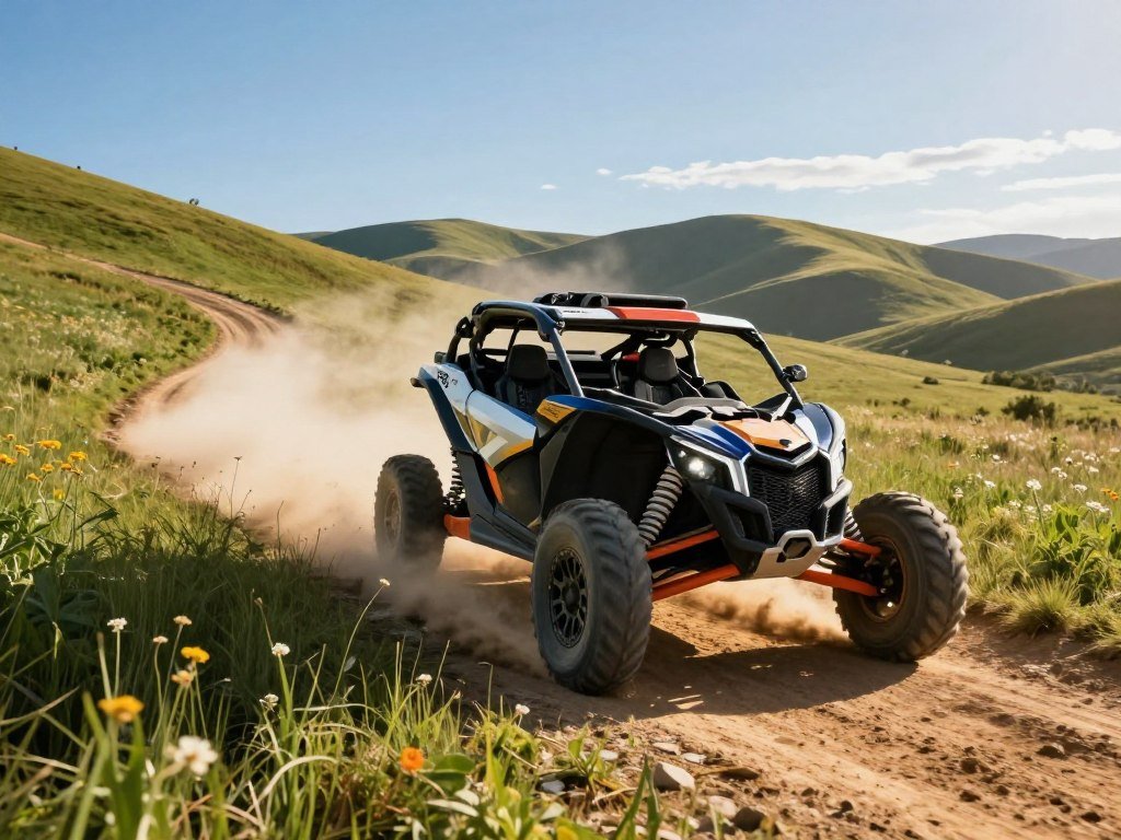 Can-Am Maverick R crossing fast open sport trails Can-Am Maverick R crossing fast open sport trails