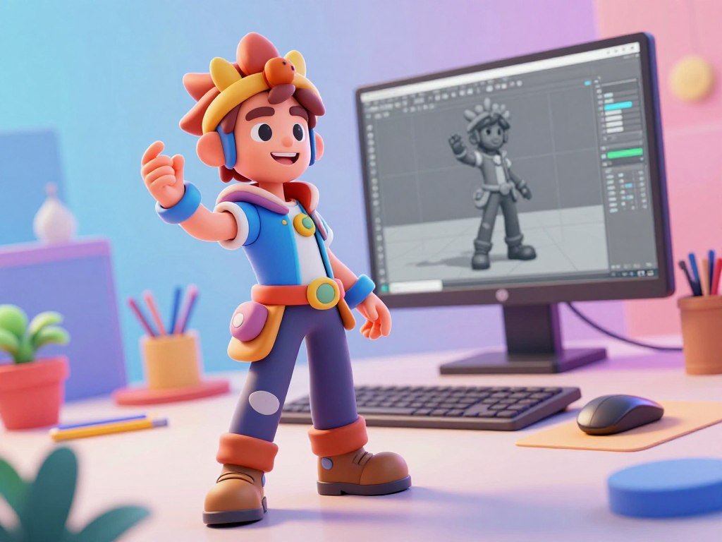 Canva 3D-style image beside an editable game model Canva 3D-style image beside an editable game model