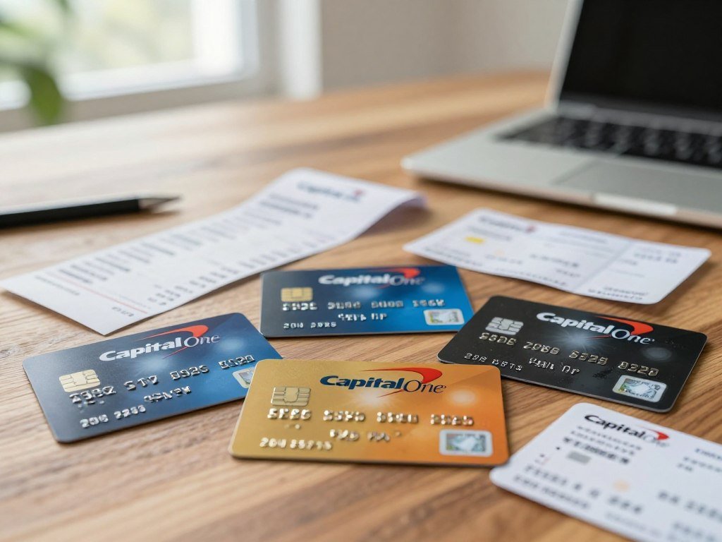 Capital One cards compared beside grocery and airline receipts Capital One cards compared beside grocery and airline receipts