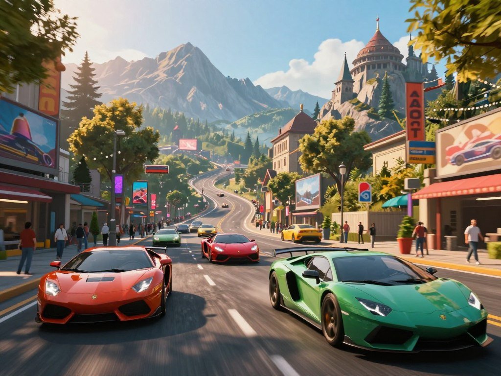 Cars crossing city streets and mountain roads in open-world games Cars crossing city streets and mountain roads in open-world games