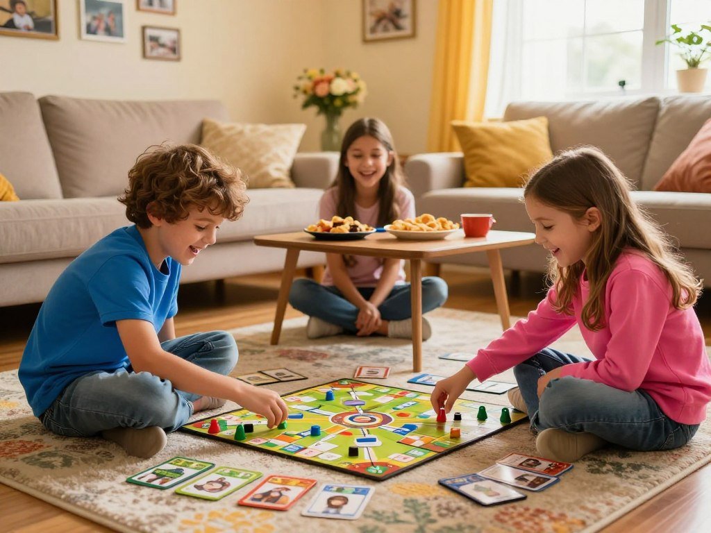 Children playing quick rounds of a family game Children playing quick rounds of a family game