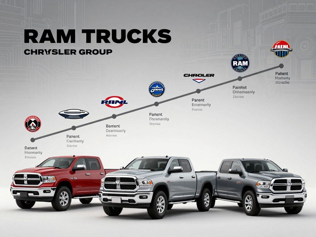 Chrysler group history chart showing Ram trucks and parent changes