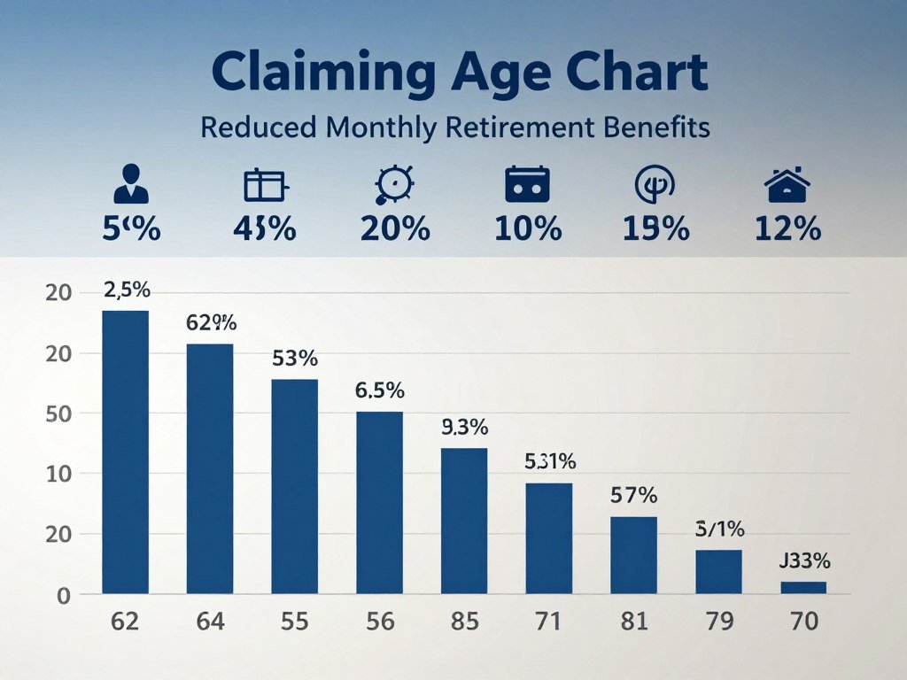 Claiming age chart showing a reduced monthly retirement benefit
