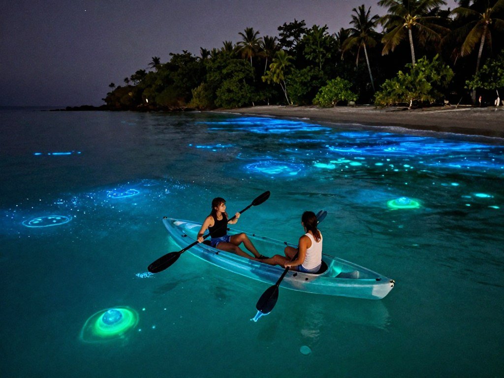 Clear-bottomed kayak reveals Mosquito Bay bioluminescence Clear-bottomed kayak reveals Mosquito Bay bioluminescence
