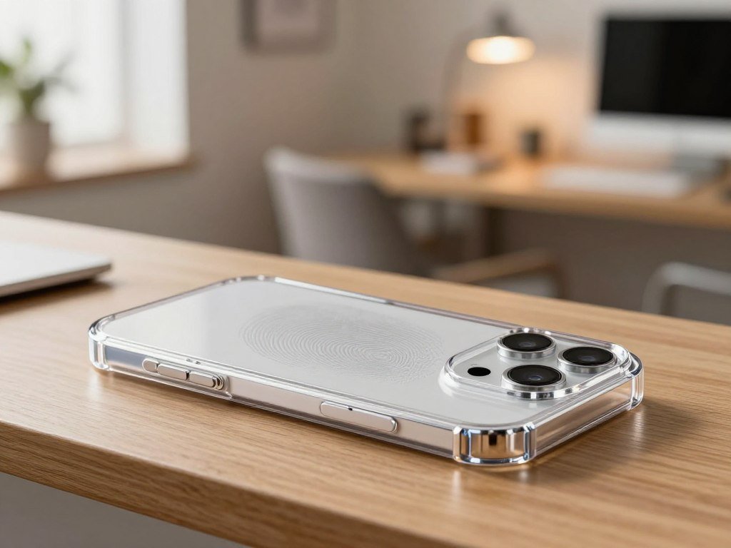 Clear case back showing fingerprints and polycarbonate finish Clear case back showing fingerprints and polycarbonate finish