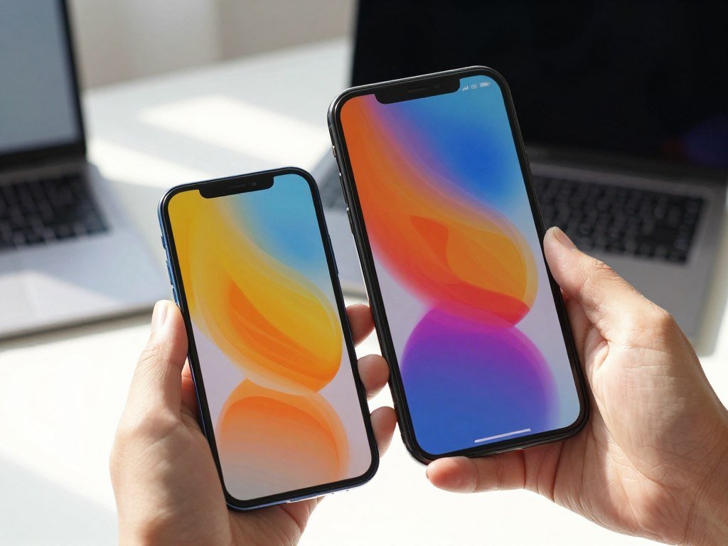Compact and large phones held side by side for screen size