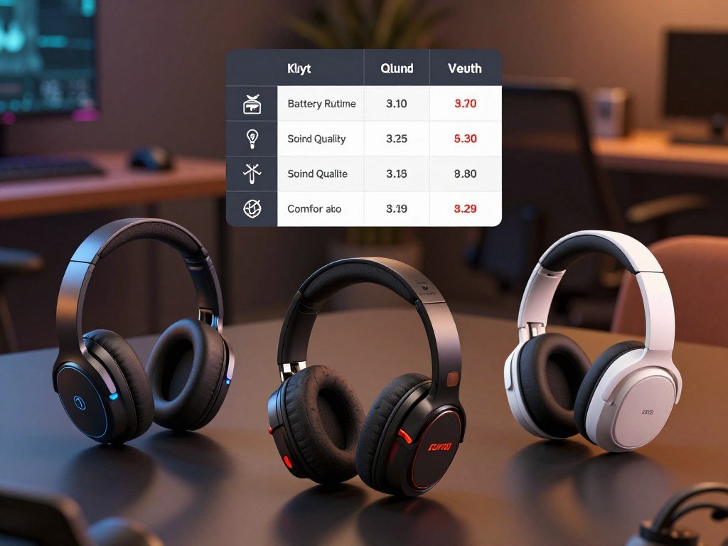 Comparison of gaming headset features and battery runtime