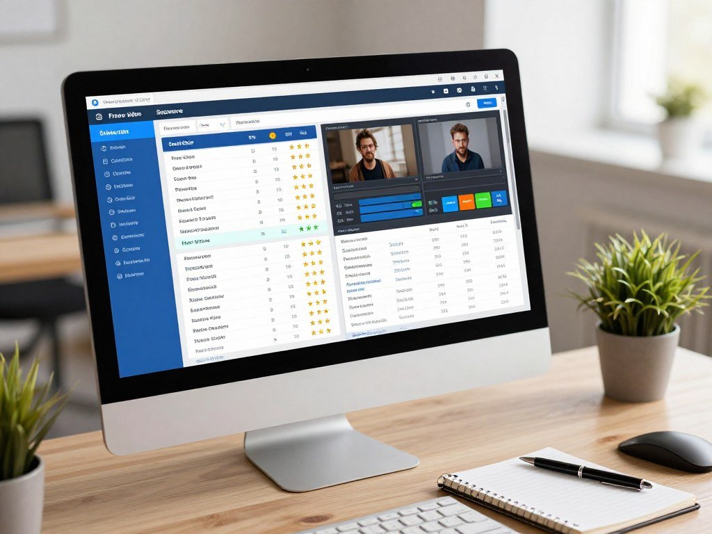 Comparison table of free video editing software on screen Comparison table of free video editing software on screen