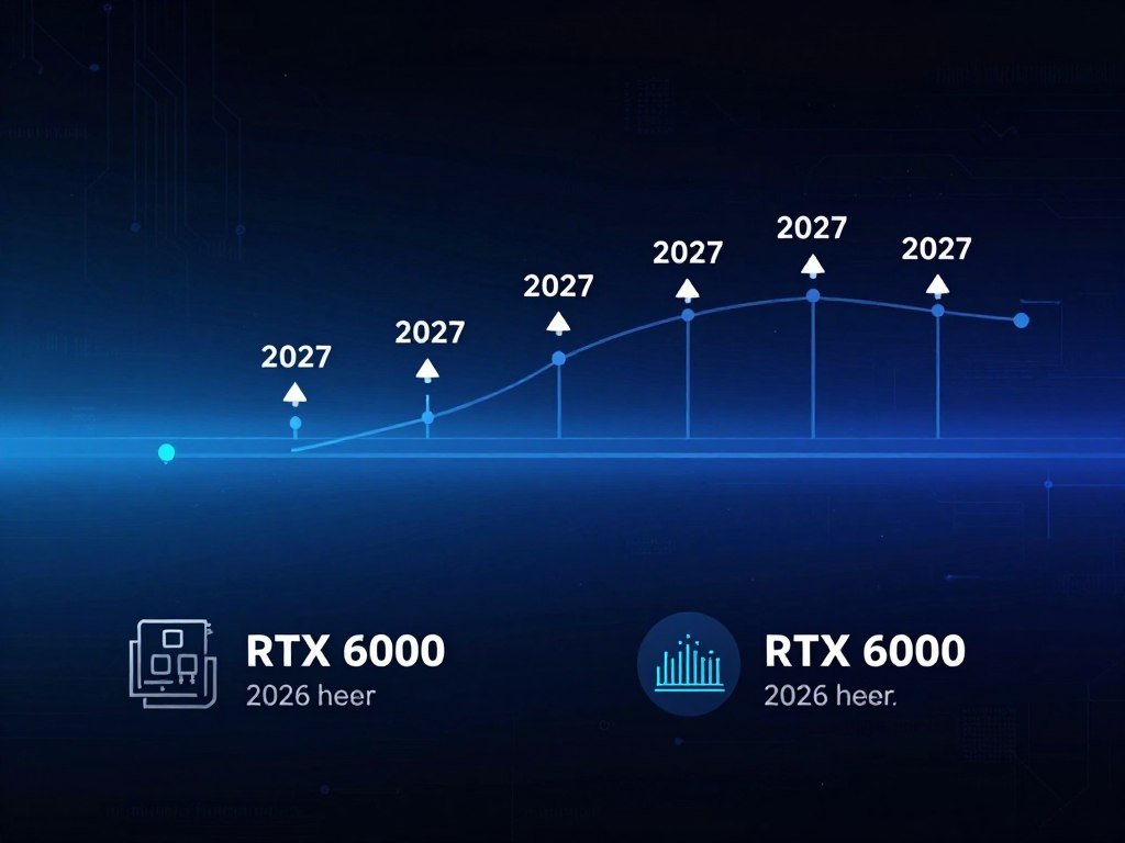 Conflicting RTX 6000 leak claims marked across the 2027 timeline