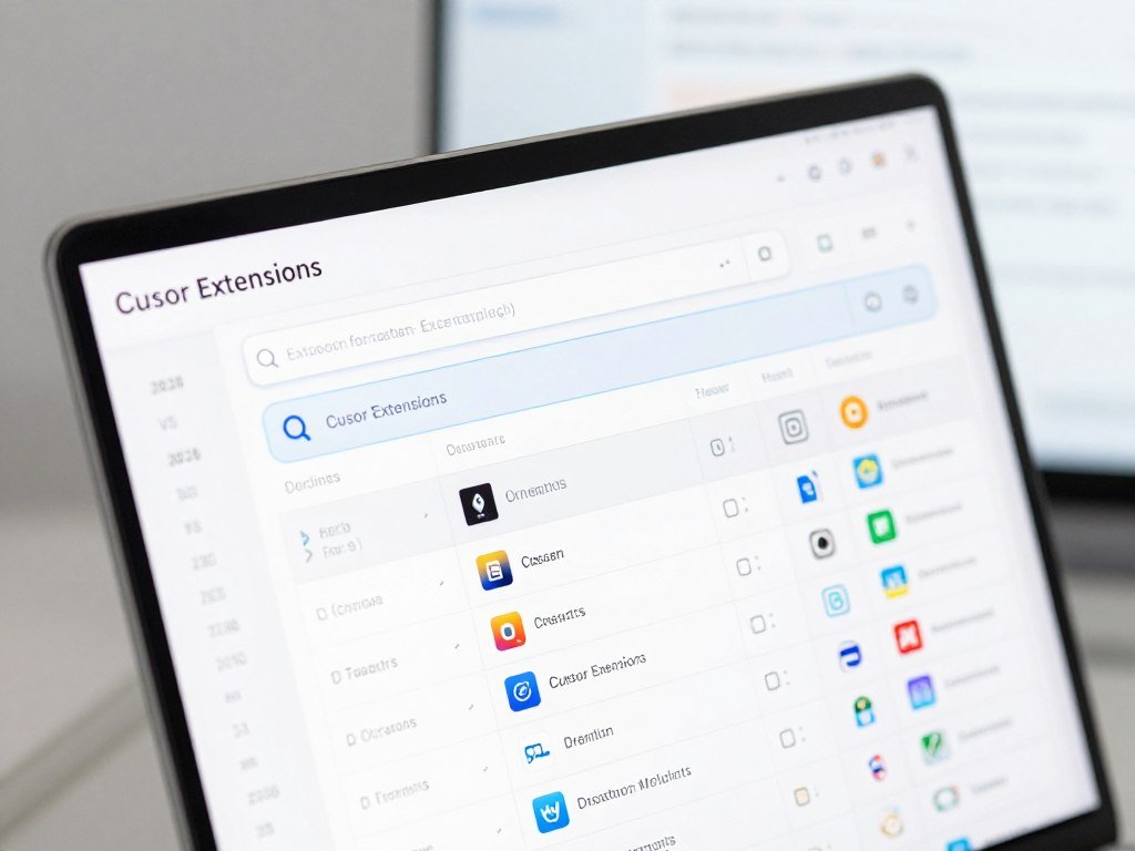 Cursor Extensions panel showing a searchable extension list