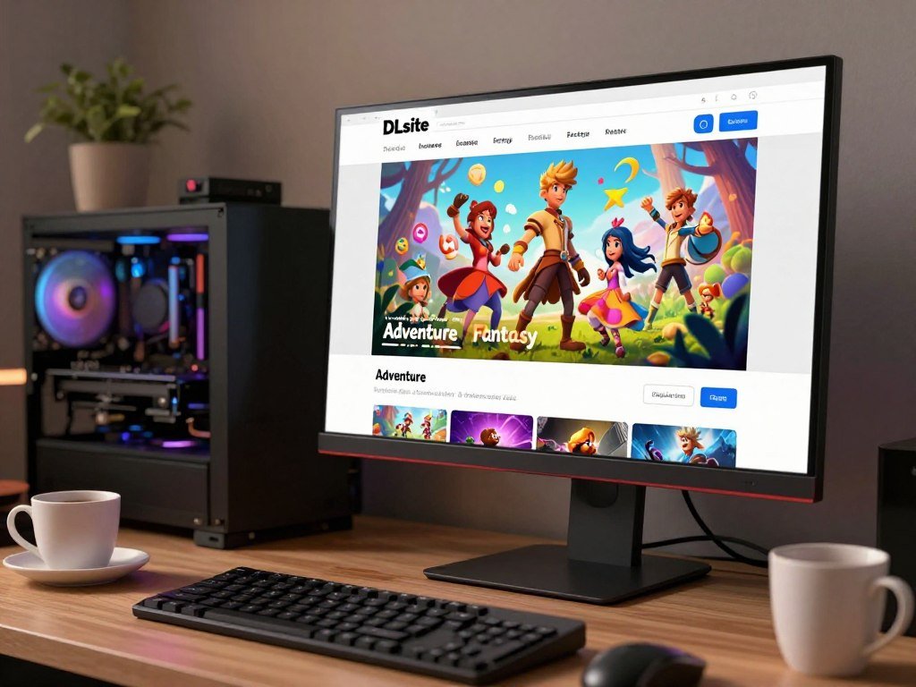 DLsite price and mature-theme tags beside a game listing