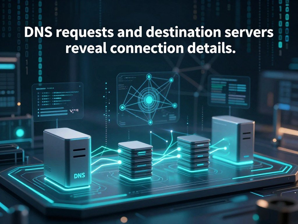 DNS requests and destination servers reveal connection details DNS requests and destination servers reveal connection details