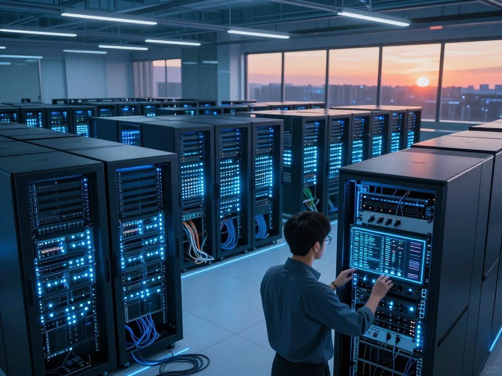 Data centers running AI models on electricity