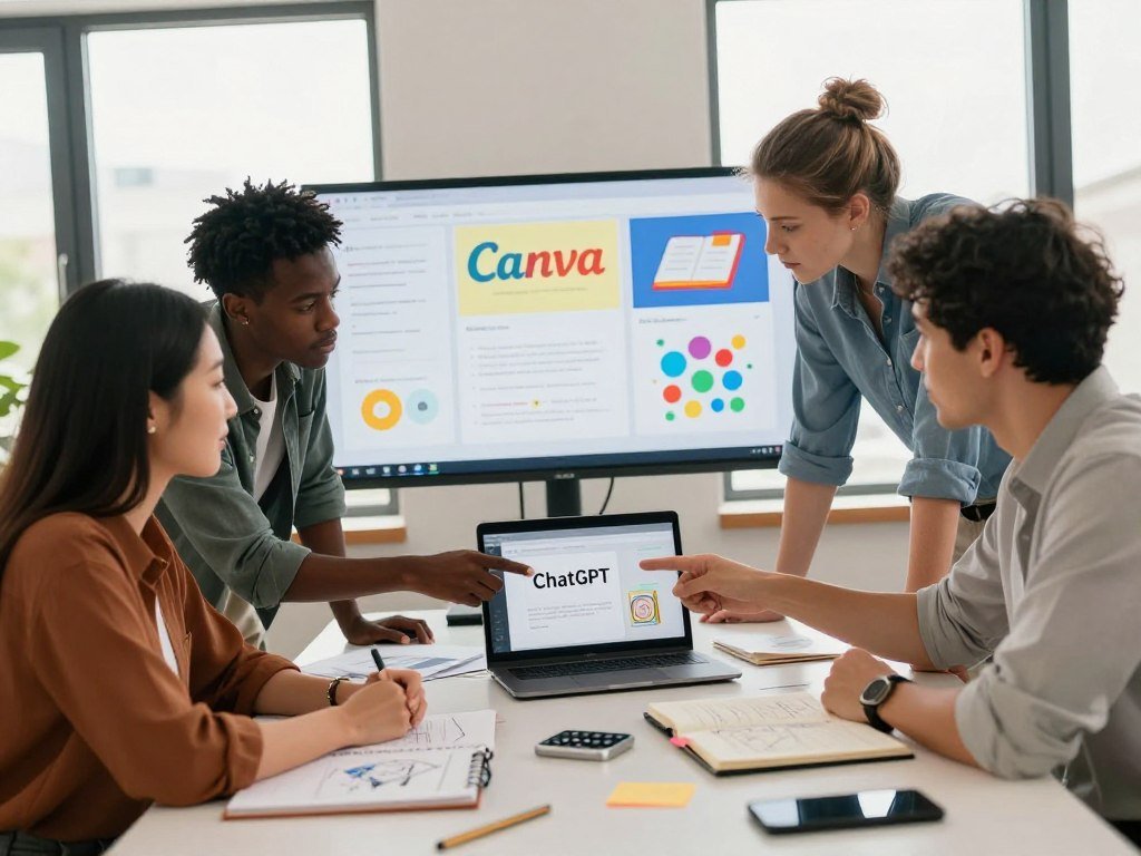 Design team turning a ChatGPT conversation into a Canva graphic