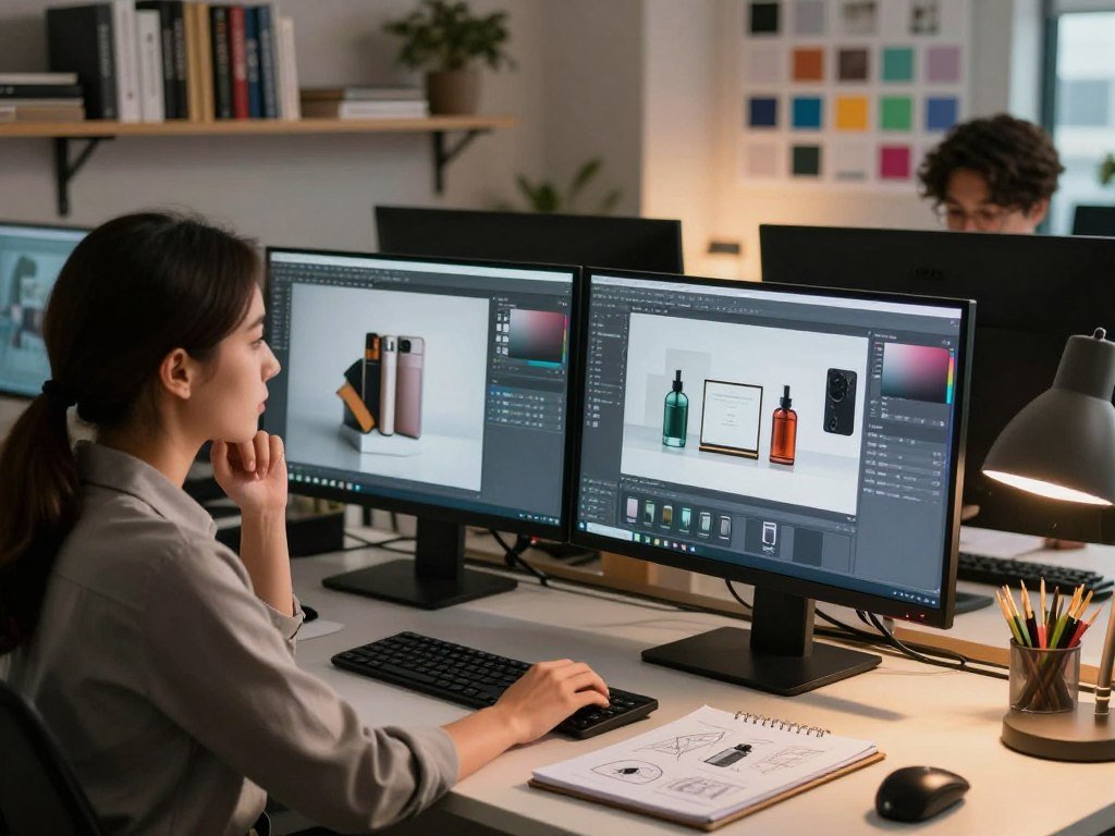 Designer choosing an image generator for a product photo task