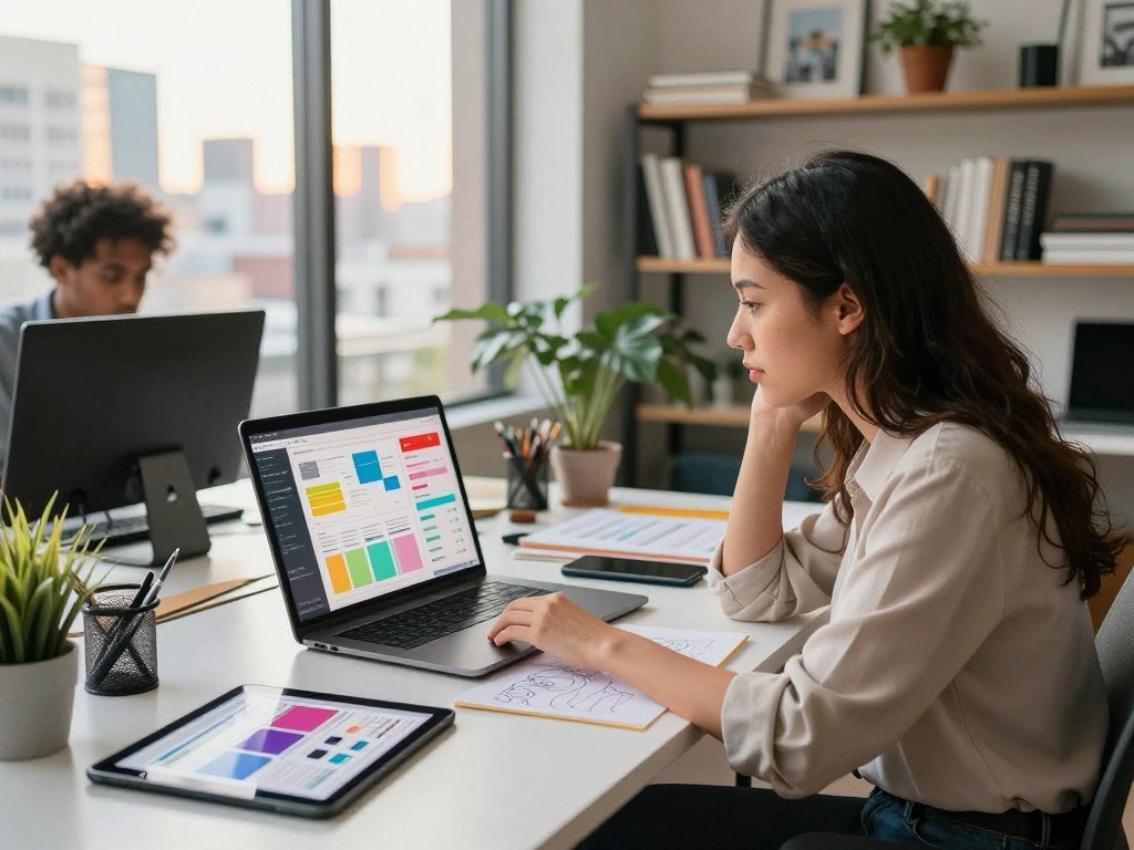 Designer comparing social content and interface design tools Designer comparing social content and interface design tools