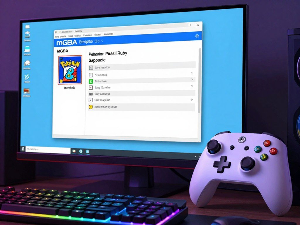 Desktop mGBA settings beside a vibrating controller Desktop mGBA settings beside a vibrating controller