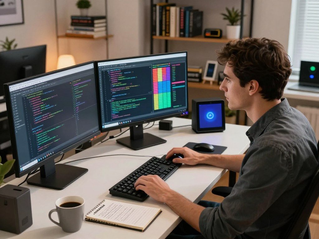 Developer reviewing agent changes and test results