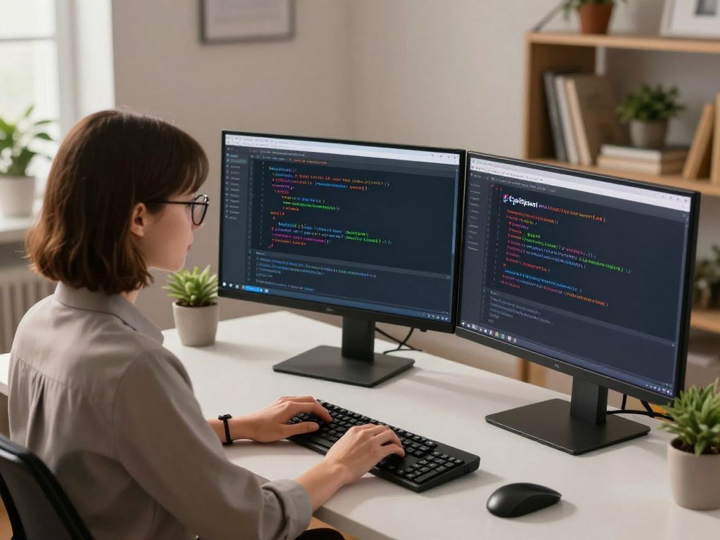 Developer reviewing code completion suggestions from both assistants