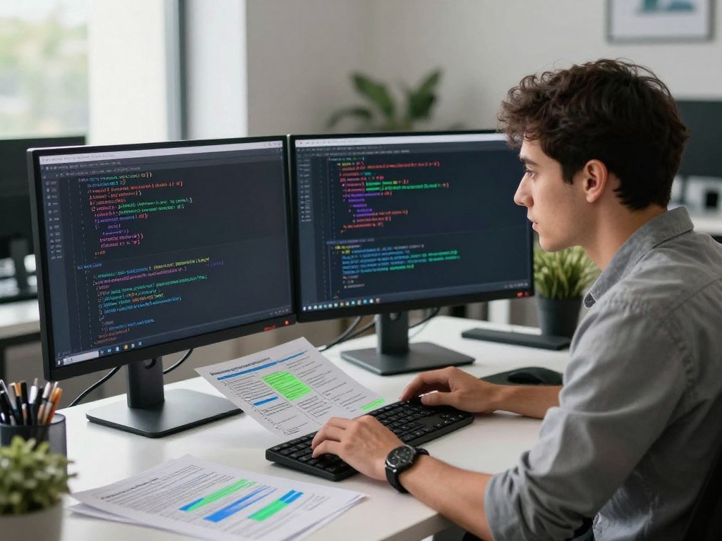 Developer reviewing inline code suggestions beside a project file