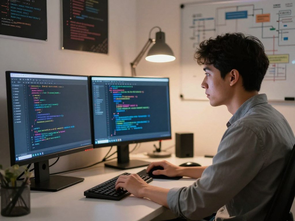 Developer selecting project code to give an AI assistant context Developer selecting project code to give an AI assistant context