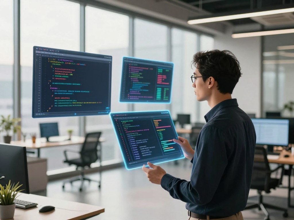 Developer weighing coding scores against task cost Developer weighing coding scores against task cost