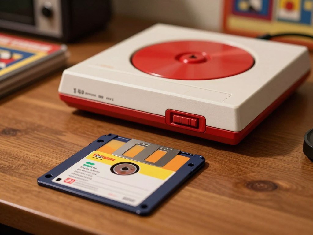 Disk Card beside a Famicom disk system drive Disk Card beside a Famicom disk system drive