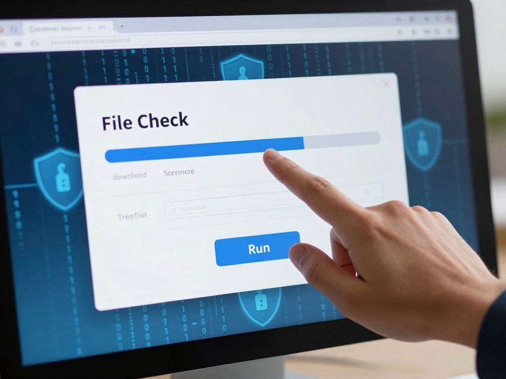 Downloaded software file checked before it runs