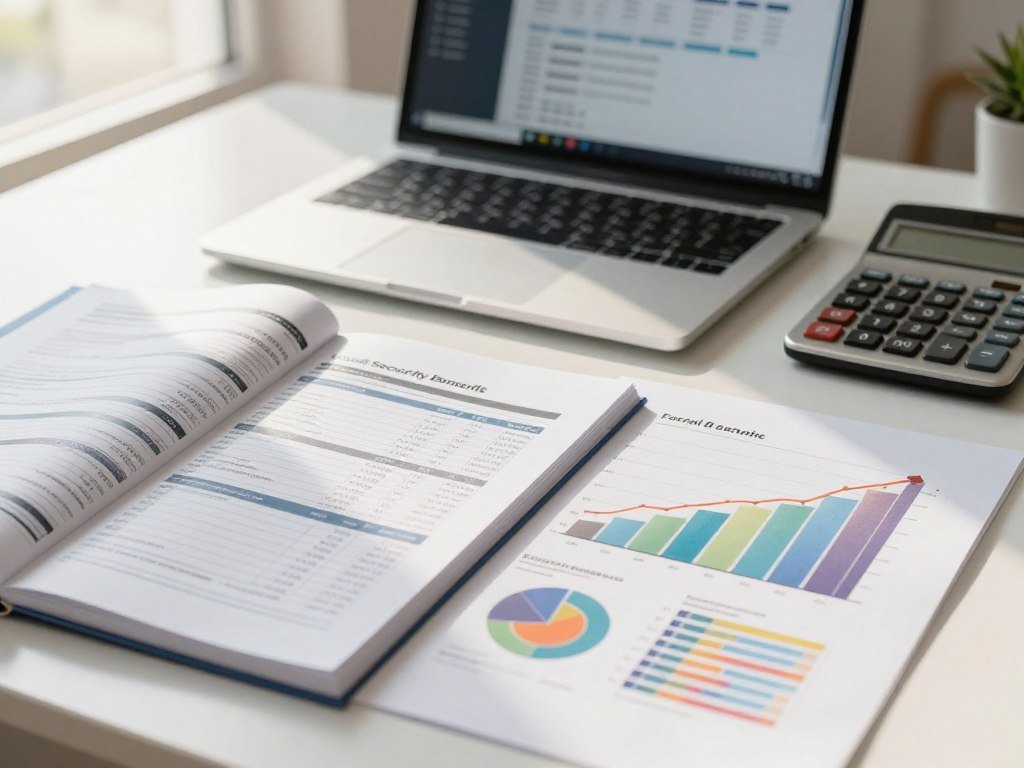 Earnings history displayed beside a Social Security benefit worksheet