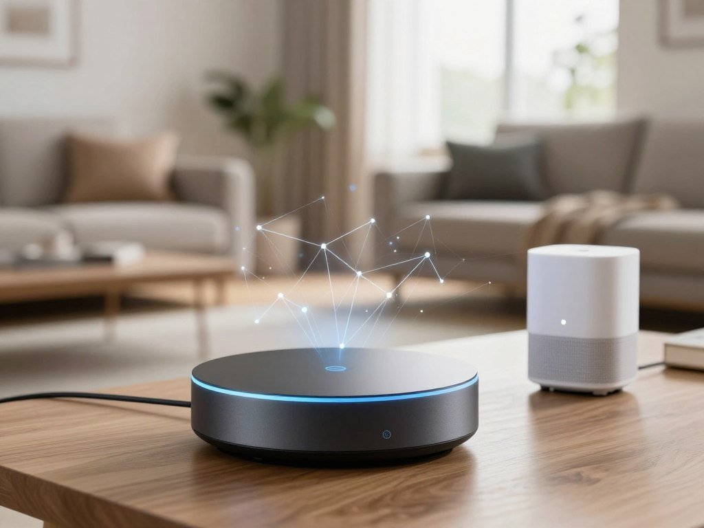 Echo Hub connecting a Thread smart home device to a network