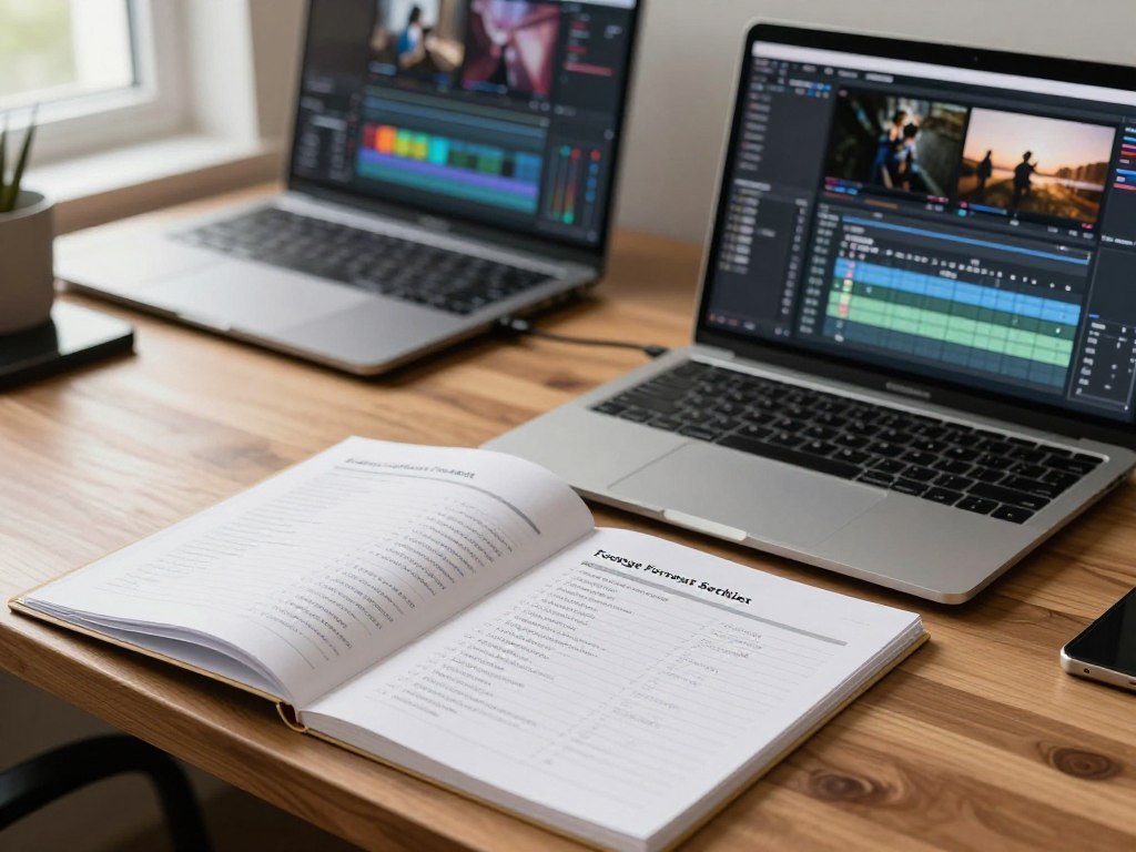 Editing software checklist beside footage format settings Editing software checklist beside footage format settings