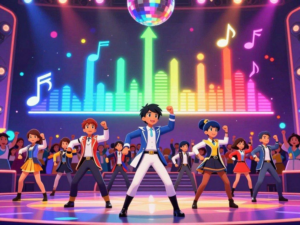 Elite Beat Agents taps and rhythm patterns drive an animated stage