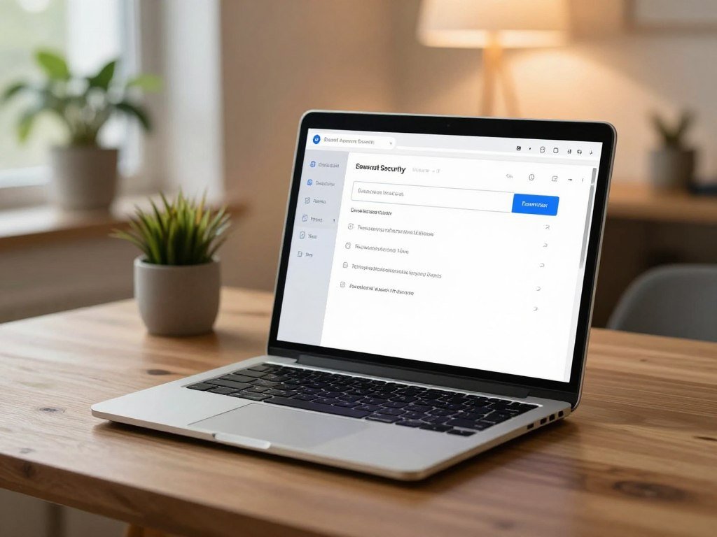 Email account security settings open on a laptop screen