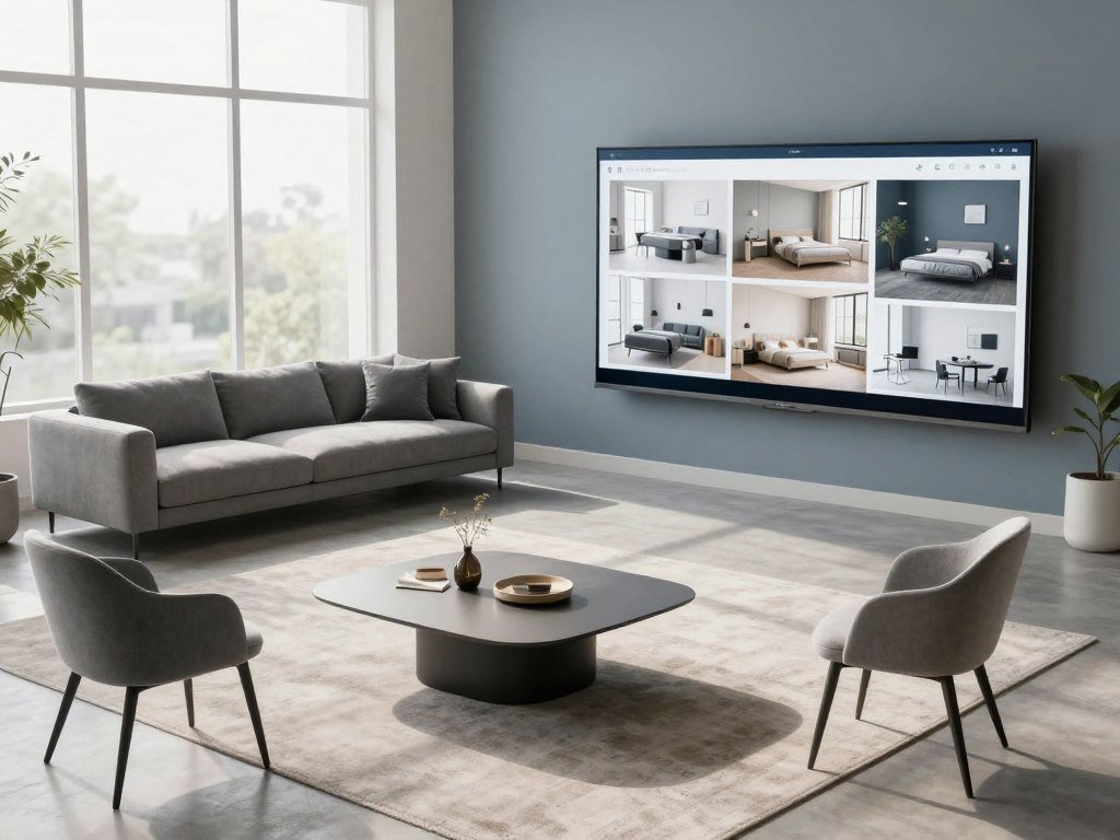 Empty room staged with digital furniture for interior ideas Empty room staged with digital furniture for interior ideas