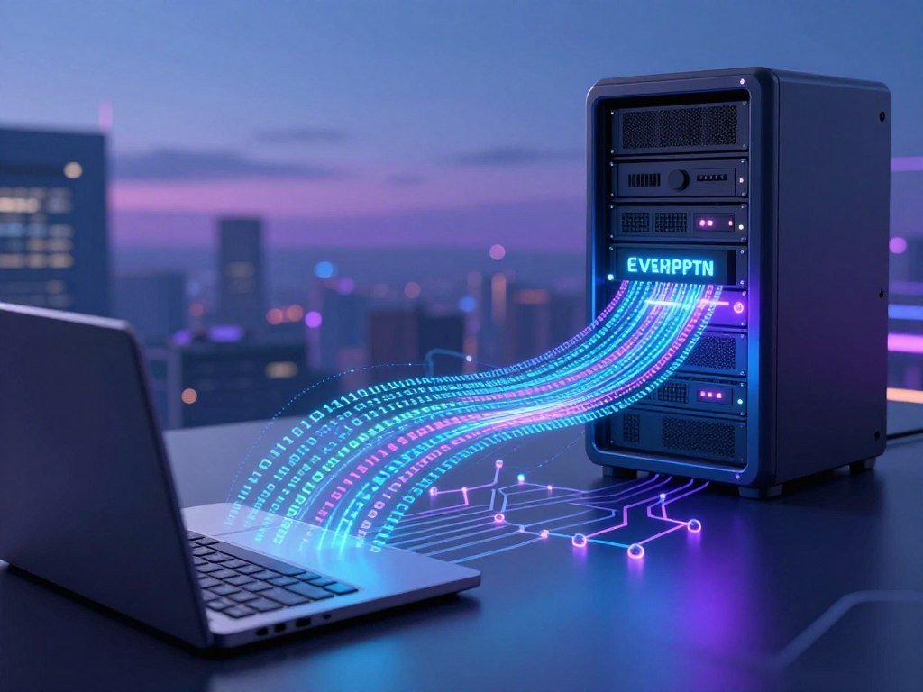 Encrypted VPN traffic traveling from a device to a server