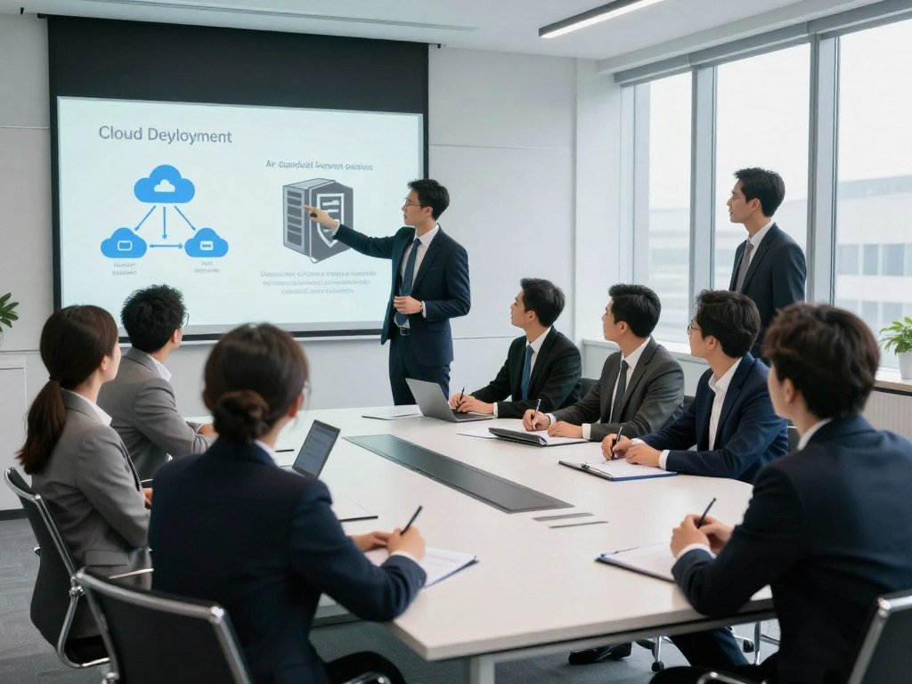 Enterprise team comparing cloud and air-gapped deployment options