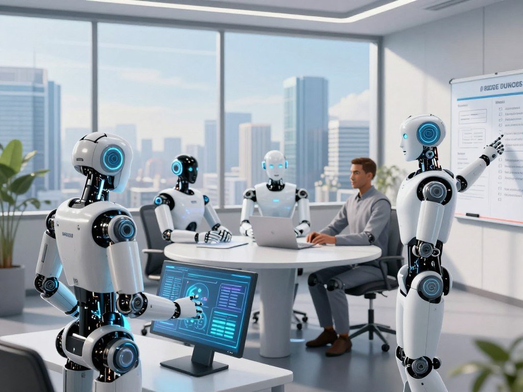 Five AI agents choose actions using rules goals and feedback