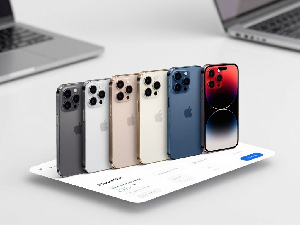 Five iPhone color choices beside an online configuration page Five iPhone color choices beside an online configuration page