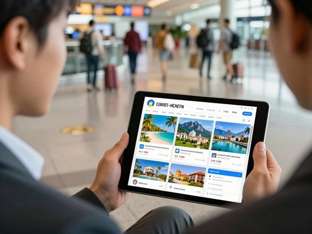Flight-inclusive package listings for hotels in several destinations