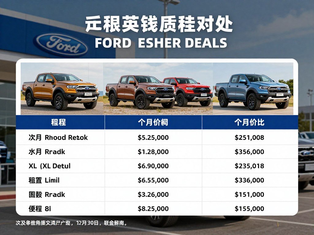 Ford Ranger lease deals table compares XL through Raptor trims