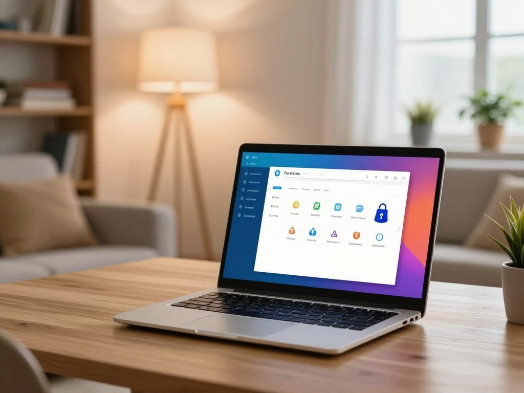 Free antivirus software open on a Windows laptop at home