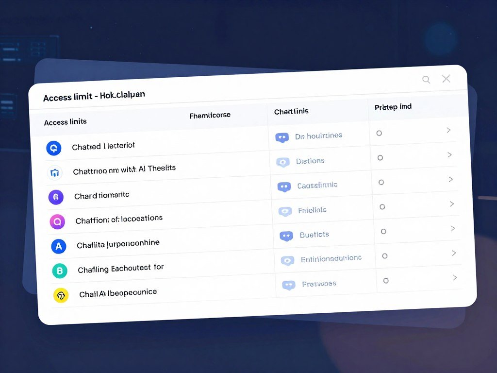 Free chatbot comparison table with access limits and features