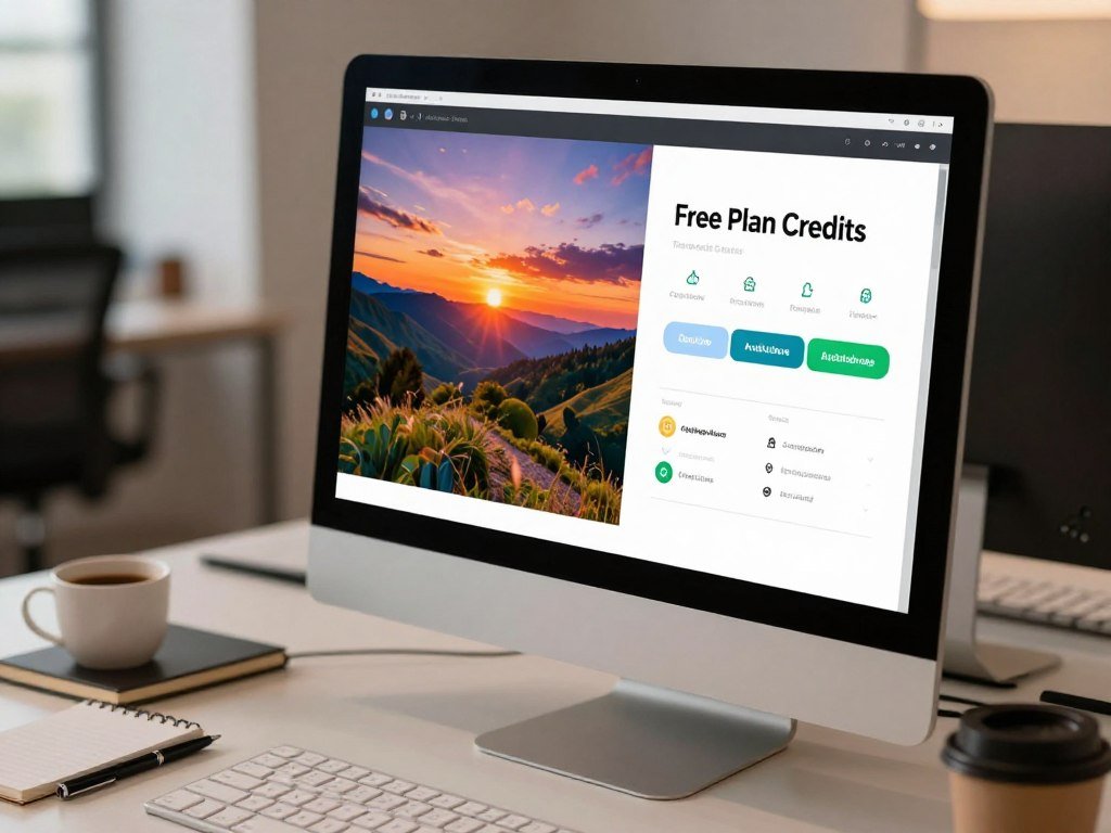 Free plan credits shown beside a draft image Free plan credits shown beside a draft image