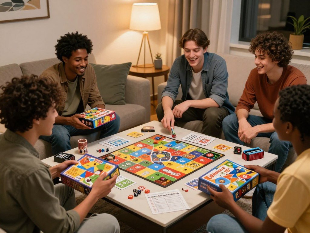 Friends choose a group game by player count and setup