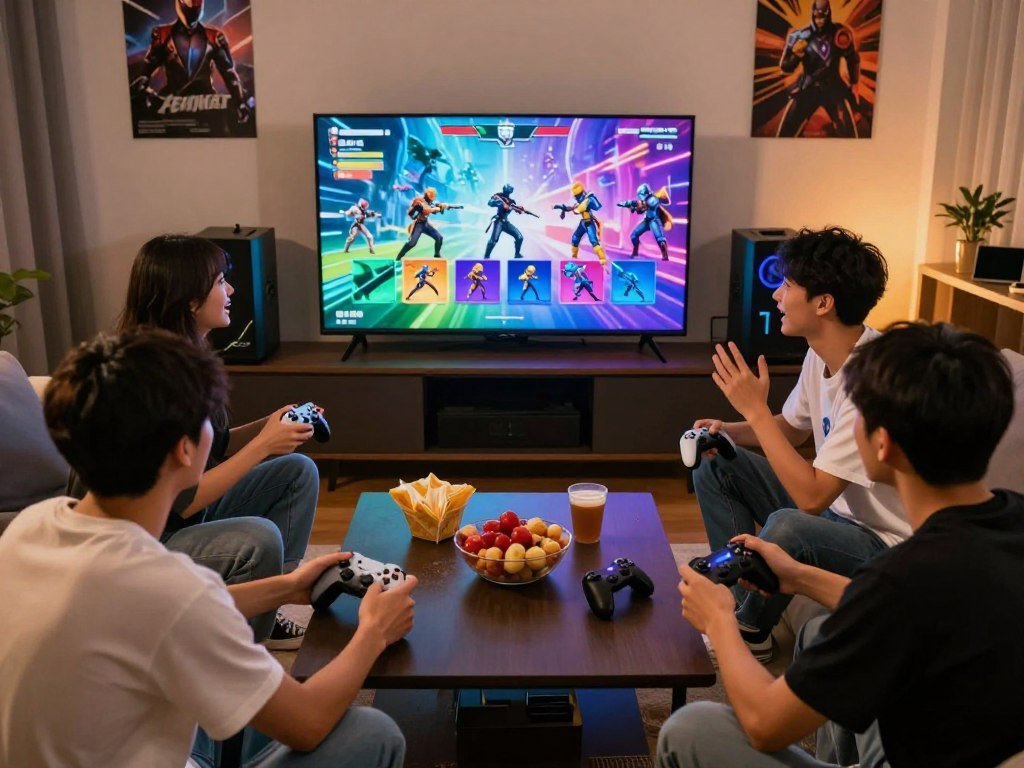 Friends choose characters for a hero shooter match Friends choose characters for a hero shooter match