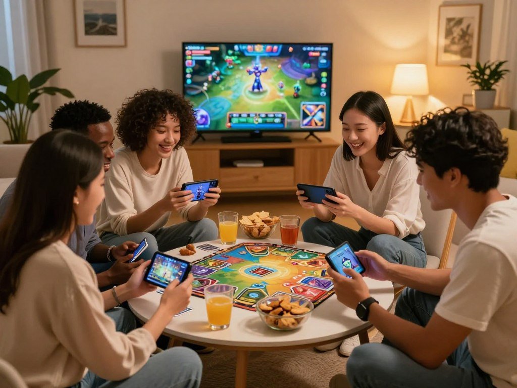 Friends choose mobile games for teamwork and card battles