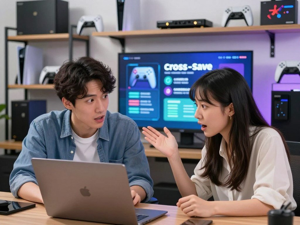 Friends comparing cross-play and cross-save features