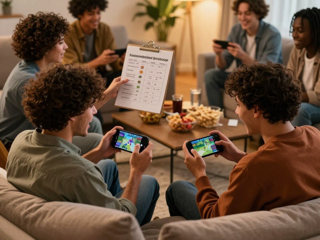 Friends comparing multiplayer games and group sizes