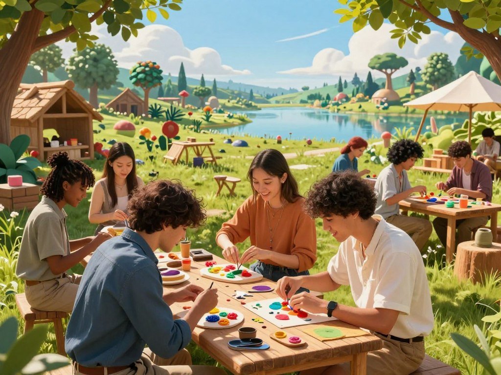 Friends exploring and crafting in Palia multiplayer